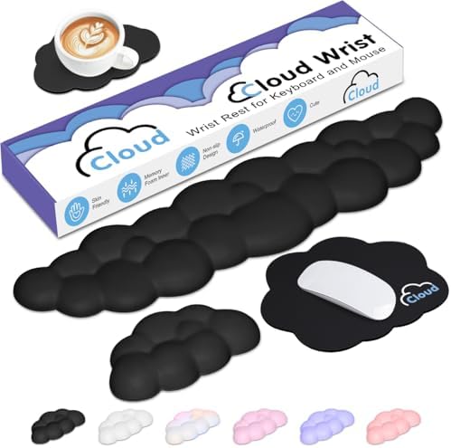 4 in 1 Ergonomic Leather Cloud Wrist Rest Keyboard and Mouse Pad & Coaster