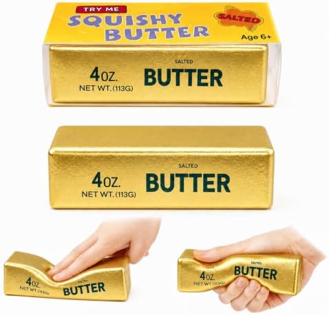 Butter Squishy, Soft Slow Rising Squeeze Toys, Butter Stick Toys (Golden)