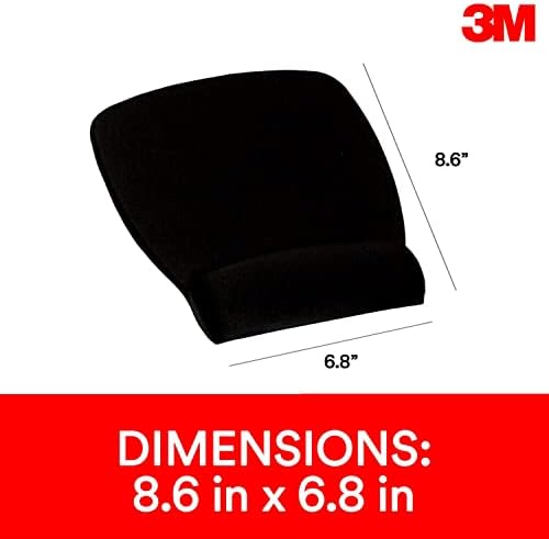 3M Antimicrobial Foam Mouse Pad with Wrist Rest, 8.62 x 6.75, Black