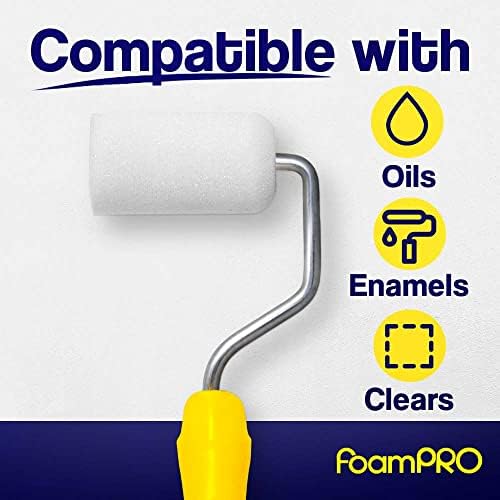 FoamPRO 162 | 2” Fine Finish Paint Roller | Mini Foam Roller (1 Pack) | Foam Paint Roll Cover + Paint Roller Handle | Home Painting Supplies & Paint Tools