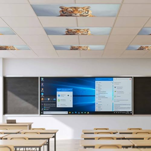 Blue Tiger Fluorescent Light Covers for Ceiling Lights 4x2 feet, 2 Pack Magnetic Light Filters for Classroom, Funny Animals Modern Art Fluorescent Lamp Shade Panel for Office School Drop Home