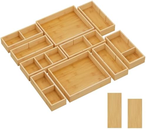 Lifewit Drawer Organizers 10 Pack(22 Grid) with 12 Inserts