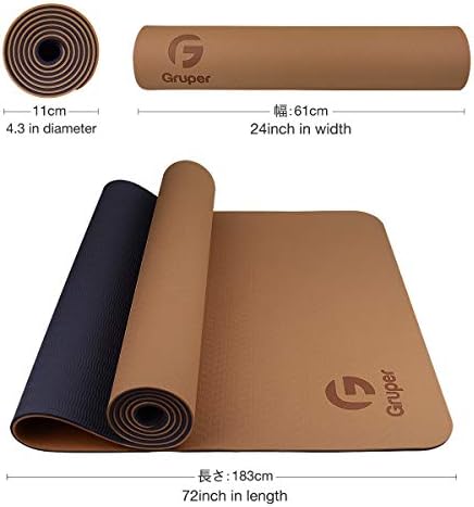Gruper Yoga Mat Non Slip, Eco Friendly Exercise Mat with Carrying Strap