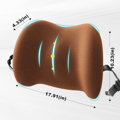 BYMECOST Lumbar Support Pillow for Car, Memory Foam Car Back Cushion