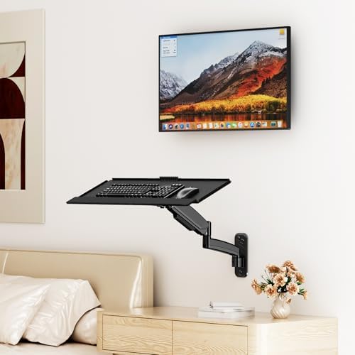 Keyboard Tray Wall Mount,Sit-Stand 26 Inch Keyboard and Mouse Stand,Black