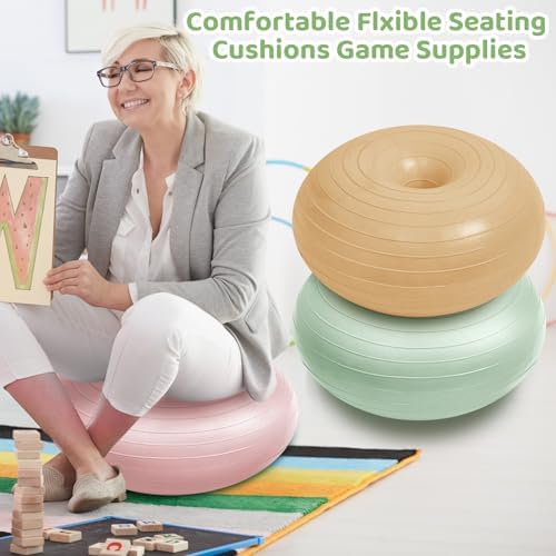 Lewtemi 1/2/3 Pcs Flexible Seating for Classroom Elementary 20 Inch Yoga Ball Chair for Kids Wobble Chair for Sensory Kids Large Donut Ball Seats with Inflator for School Office
