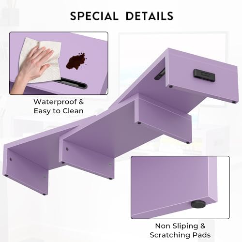 BONTEC Dual Monitor Stand Riser, Adjustable Length & Swivel Angle, Purple