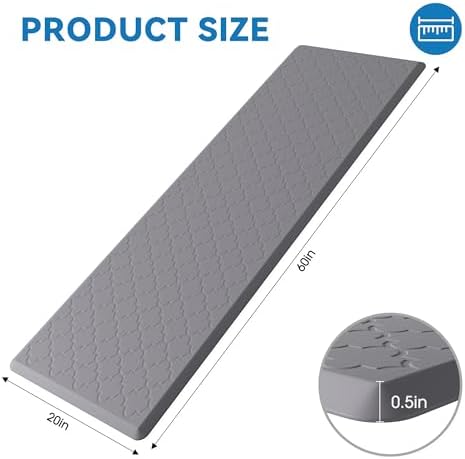 Kitchen Mats for Floor, Wide Long Anti Fatigue Cushioned Mat, Grey