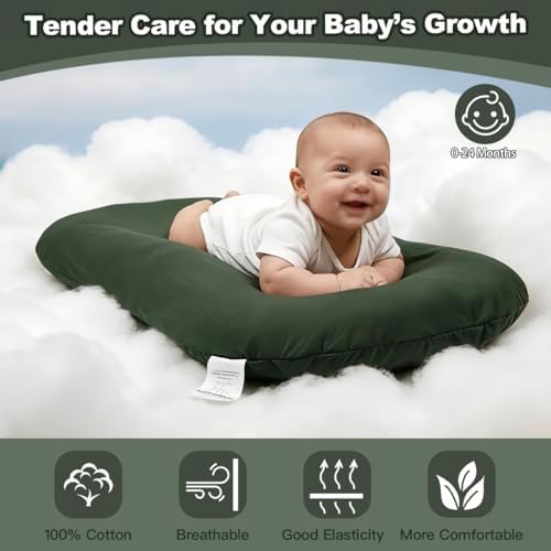 Baby Lounger Oversized 0-24 Months, Home and Travel Infant Cushion-Moss