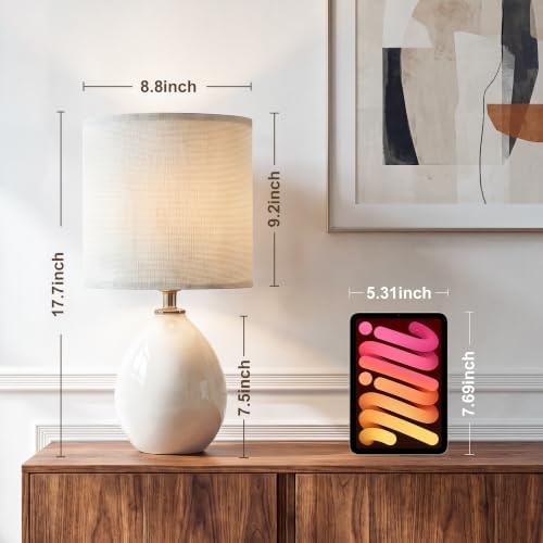 Dawnwake 17.7" Ceramic Table Lamps Set of 2 for Living Room Bedroom, White