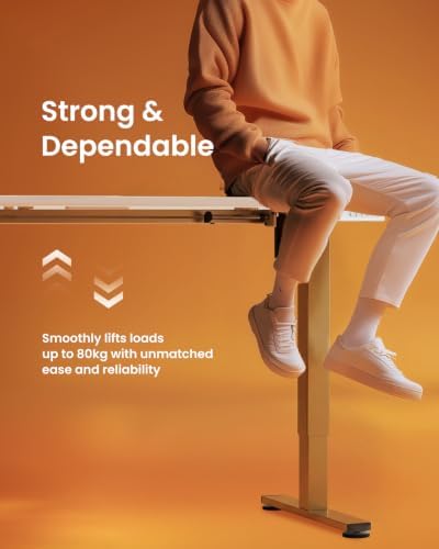 ErGear Height Adjustable Electric Standing Desk, 48 x 24 Inches Sit Stand up Desk, Memory Computer Home Office Desk, White+Gold