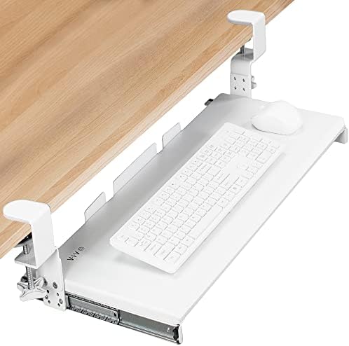 VIVO White Clamp-on 27 x 11 in Adjustable Keyboard Tray, MOUNT-KB05HW