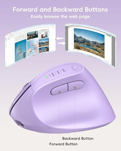 My Little Pony Ergonomic Vertical Mouse, VM01 Dual-Mode (2.4GHz/Bluetooth) Wireless Silent Mouse with LED Battery Indicator, 6 Buttons Silent Clicking Mouse for Wrist Comfort, PC, Laptop, Mac (Purple)
