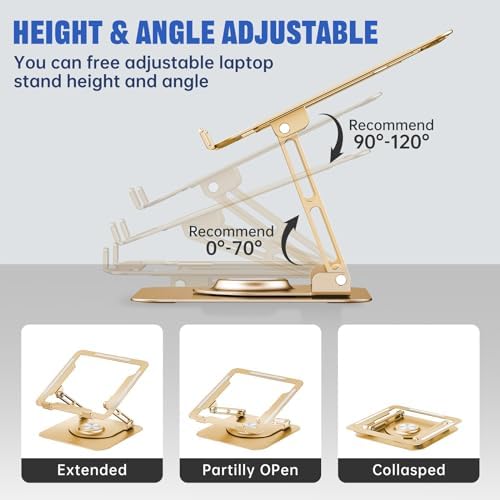 Laptop Stand for desk(360°Rotating),Aluminum laptop Riser for 10-16"Laptops