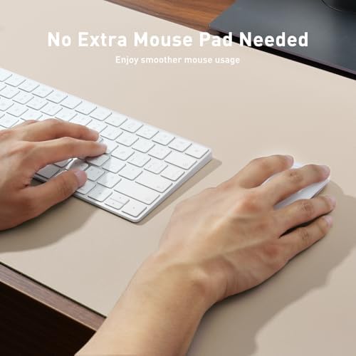 Aothia Faux Leather Desk Mat – Large Mouse Pad, Non-Slip PU Leather Blotter, Waterproof Writing Surface for Office and Home (Eggshell, 47.2" x 23.6")