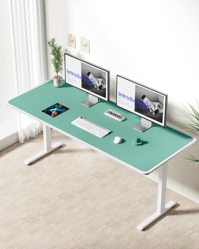 YSAGi Leather Desk Pad Protector, Office Desk Mat, Large Mouse Pad, Non-Slip PU Leather Desk Blotter, Laptop Desk Pad, Waterproof Desk Writing Pad for Office and Home (Green-Blue,55" x 24")