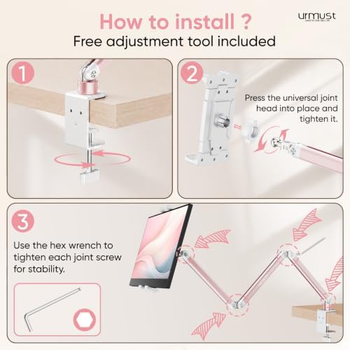 Urmust Portable Monitor Stand up to 18.5", iPad Stand for Desk, Pink