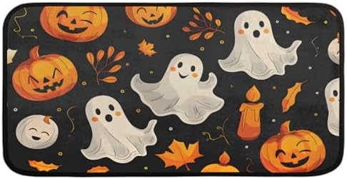 Kitchen Mats, Halloween Boo Pumpkin Kitchen Rugs, Cushioned Anti Fatigue Kitchen Mats, Non-Slip Standing Desk Mat, Absorbent Kitchen Rug for Floor, Kitchen, Office, Sink, 20"×39"