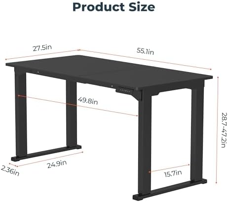 4 Leg Standing Desk Large,Electric 55x28 Desk for Home Office