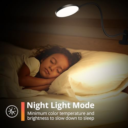 iFalarila Reading Light with Remote, LED Desk Lamp Clip on [1H Timer & Nightlight] RA>95 Dimmable Flexible Gooseneck, Reading Lamp with Clamp for Table - 3.5'' (Adapter Included)
