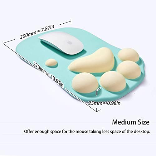 Cat Paw Mouse Pad, Ergonomic Mouse Mat with Wrist Support, Cute Silicone Gel Mouse Pad, for Home/Office/Gaming, Mouse Mat Green & Yellow