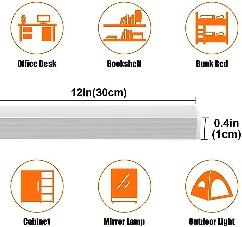 GLVSAE Under Cabinet Lights, 12 Inch Plug in Under Cabinet Lighting, LED Closet Lights, 6000K Cool White Light, Ultra Thin Dimmable Light Bar, Suitable for Kitchen Desk Closet Workbench