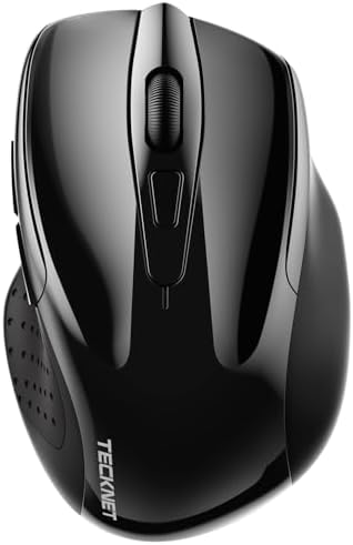 TECKNET Wireless Mouse, BT 5.0/2.4G, Silent 4800 DPI 6 Buttons, Black