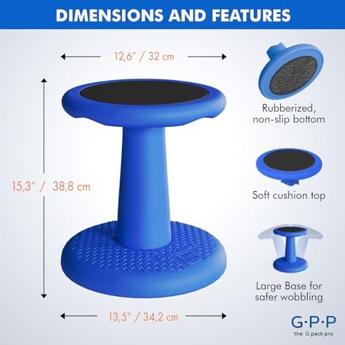 Kids Wobble Stools, 2-Pack, 15.3-Inch Active Seating, Blue