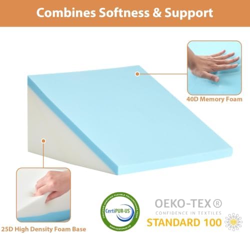 BIEEZZK Wedge Pillow Set for After Surgery, Wedge Pillow for Acid Reflux, Bed Wedge Pillow with Adjustable 9&12inch for Headboard,Sleeping, Orthopedic Memory Foam for Neck&Back Support, Green