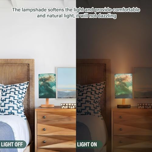 ALAZA Underwater Mermaid Beautiful Decor Bedside Table Lamp with USB Port for Bedroom Nightstand Office Desk LED Bulb Included