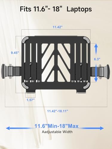 Suptek TP0071 Laptop Tray Adjustable 13 to 18 Inch VESA Arm Mount Tray for Monitor Arms and Stands, Fits 75x75/100x100 mm VESA Mount Holes, Supports Weight Up to 22lbs, Matte Black