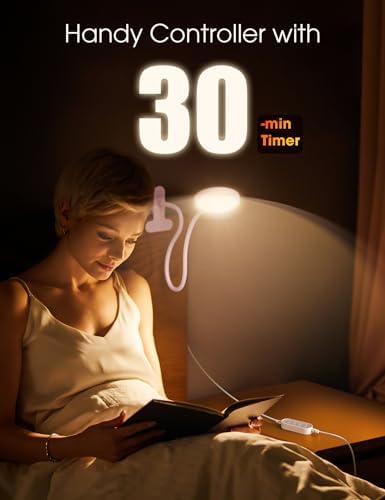 LiFMIRA Desk Lamp Clip on Light 8W 66 LED Reading Light for Bed Pink