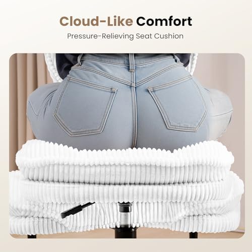 Cross Legged Office Chair, Ergonomic Cloud Criss Cross Desk Chair, Meditation Chair with Wheels, Height Adjustable Seat for ADHD, Wide Kneeling Chair with Back Support, Corduroy Fabric