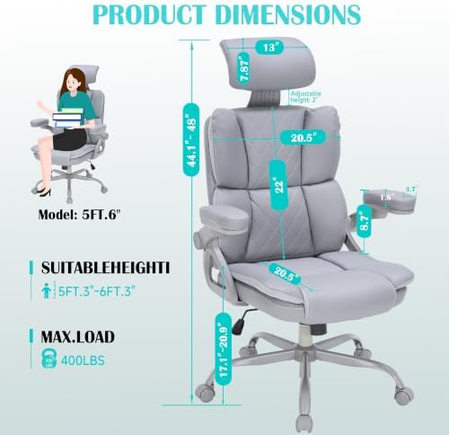 400lbs Executive Office Chair with Adjustable Headrest
