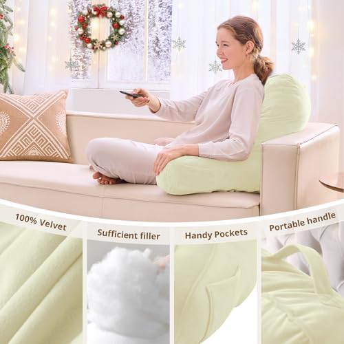 Sasttie Reading Pillow for Bed, Back Pillow for Sitting Up, Cream