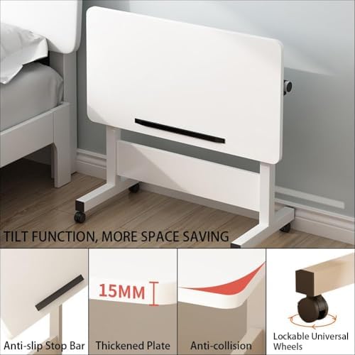 Takywep Adjustable Height Rolling Standing Desk, Mobile Foldable Sit Stand Workstation with Wheels for Laptop, Small Space Home Office Computer Table