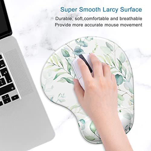 ITNRSIIET Ergonomic Mouse Pad with Gel Wrist Support Wrist Rest Smooth Surface Non-Slip PU Base Comfortable Office Supplies Pain Relief, 9.5 x 8 inches, Leaves and Branches