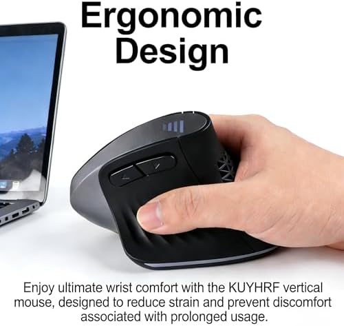 Bluetooth Wireless Dual-Mode Vertical Mouse - Silent Click, Ergonomic Comfort for Office & Home Use, Rechargeable with LED Breathing Light, Compatible with Multiple Devices (Black)