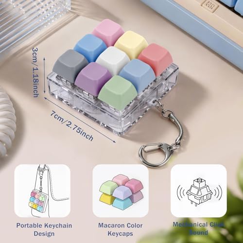 Keyboard Fidget Toy, Creamy Fidget Clicker Keyboard Fidget Keychain, Button Fidget Gifts for Adults, Boost Focus & Ease Anxiety Anywhere — Perfect Stress-Relief Gift (3×3 Grid Layout C)