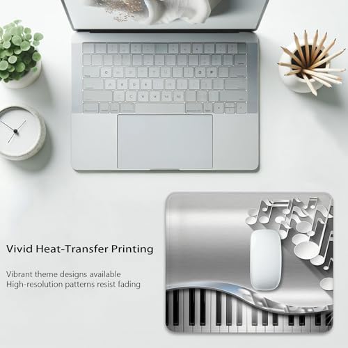 Musical Elegance Piano Keys and Notes Mouse Pad, Cute Durable Desk Mat
