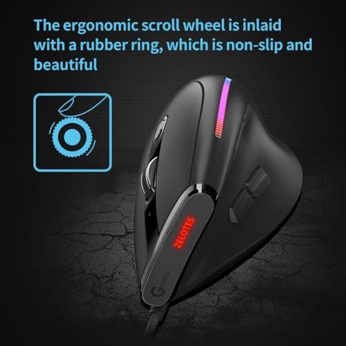 Vertical Gaming Mouse 9 Buttons – 6-Speed DPI RGB LED Optical Ergonomic Design USB Wired Mouse for Computer Black
