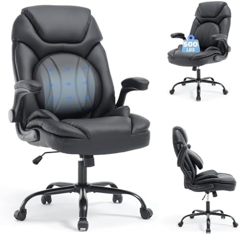 500lbs Plus Size Comfy Office Desk Chair with Back Support Black