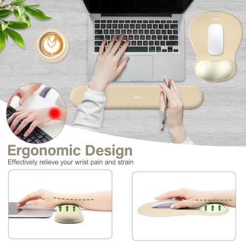 MOSISO Wrist Rest Support for Mouse Pad&Keyboard Set, Khaki