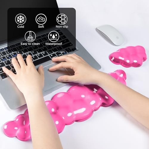Gel Cloud Keyboard & Mouse Wrist Rest Set - Cloud Keyboard Wrist Rest Pad & Mouse Support for Office Gaming Pad Computer Laptop Ergonomic Comfortable Pain Relief- Cloud Pad Set