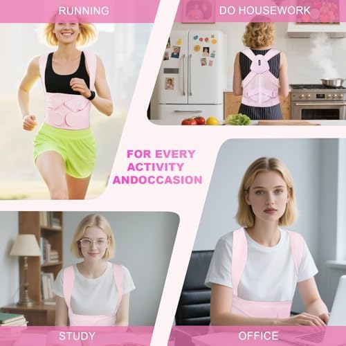 Back Brace Posture Corrector for Women and Men - (BLACK -V- M, 32'-39')