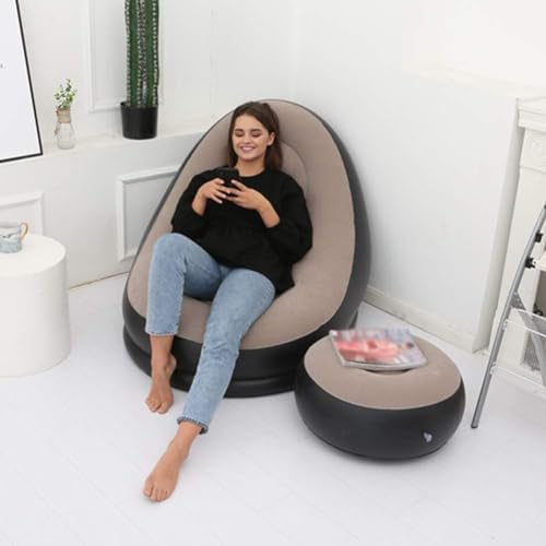Inflatable Chair with Ottoman (Pump Not Included, Max 220 lbs)