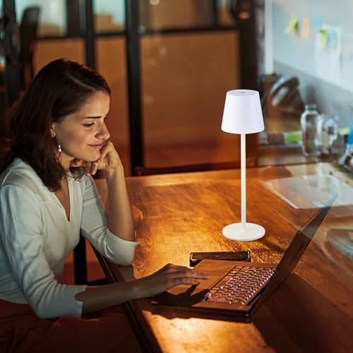 IMQSQIK 2 Pack Cordless Table Lamp, 5000mAh Portable Rechargeable LED Desk Lamp, 3 Color Modes Stepless Dimming Table Light with Memory Function, for Dinner, Patio, Home, Restaurant.