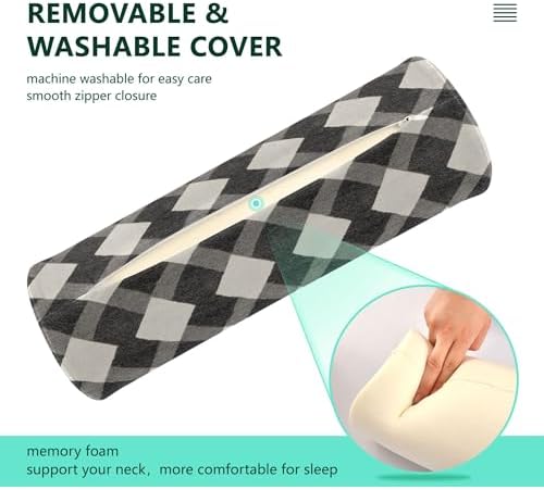 Bolster Pillow Spa Yoga Neck Roll Pillow Round Pillow Insert Cylinder Pillows Decorative Lumbar Support Pillow for Couch Argyle Plaid Dimgray