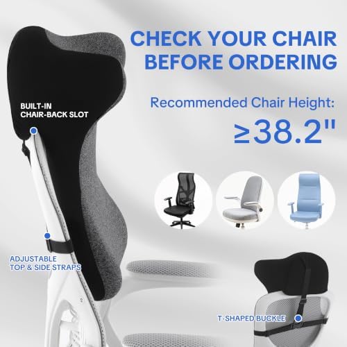 BALAPET Office Chair Headrest Attachment, Memory Foam Neck Support Pillow
