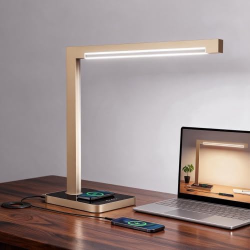 Aluminum LED Desk Lamp with Charging Station, 15W Tasking Light